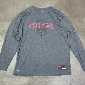 Nike Fit Ohio State Buckeyes Long Sleeve Dri-Fit Shirt Mens Large Gray